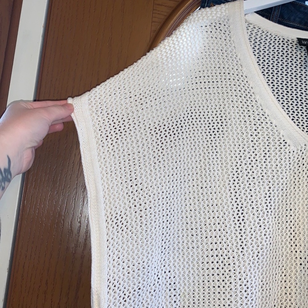 Lane Bryant Cotton Crochet Open Knit Boxy V-Neck Batwing Short Sleeve Poncho Top - Picture 7 of 16